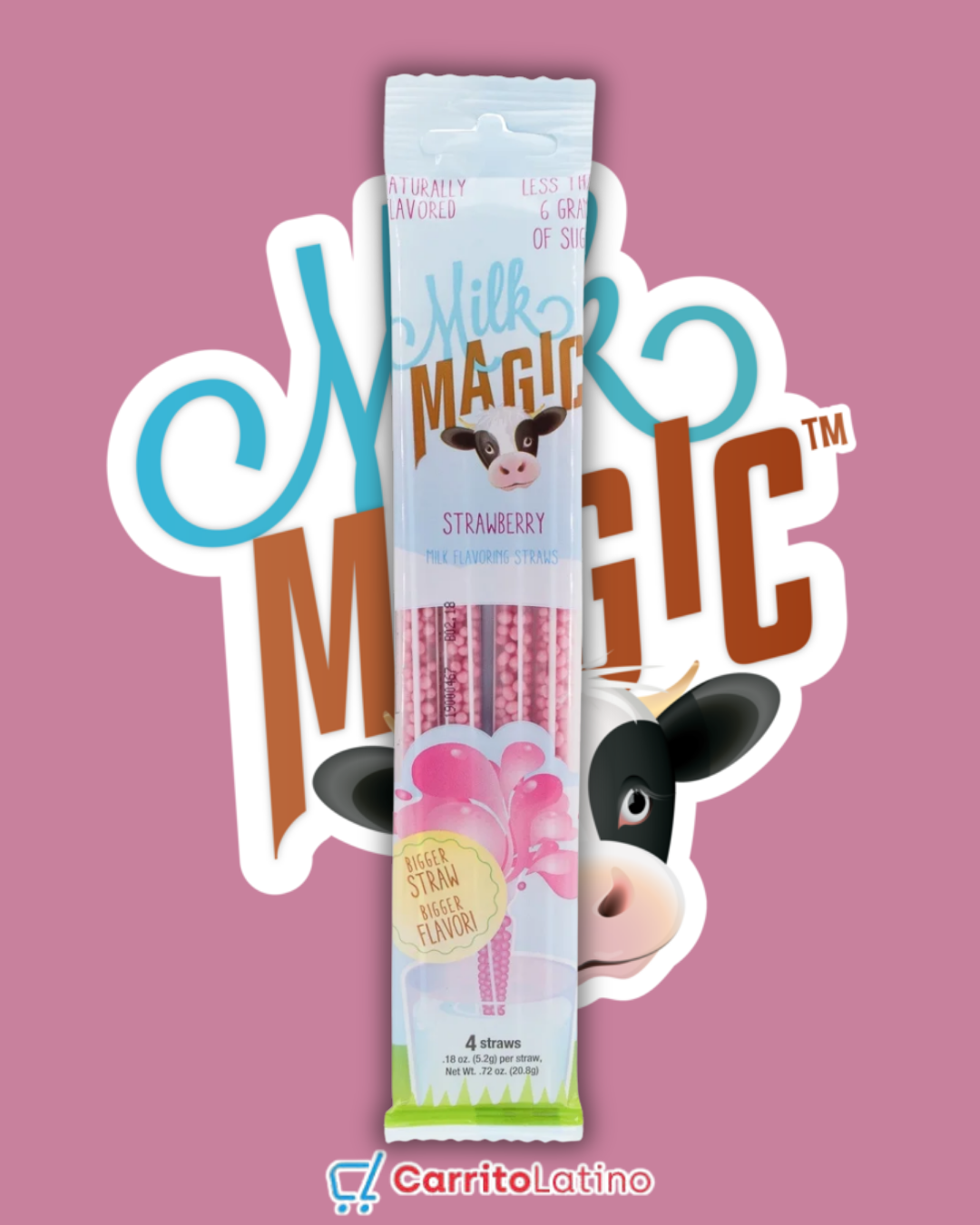 Milk Magic Straws Strawberry Flavor 0.18 oz