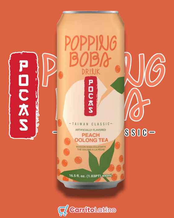 Pocas Popping Boba Peach Oolong Tea 16.5floz