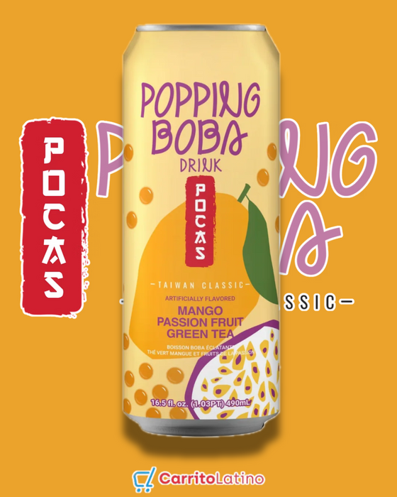 Pocas Popping Boba Mango Passionfruit Green Tea 16.5floz