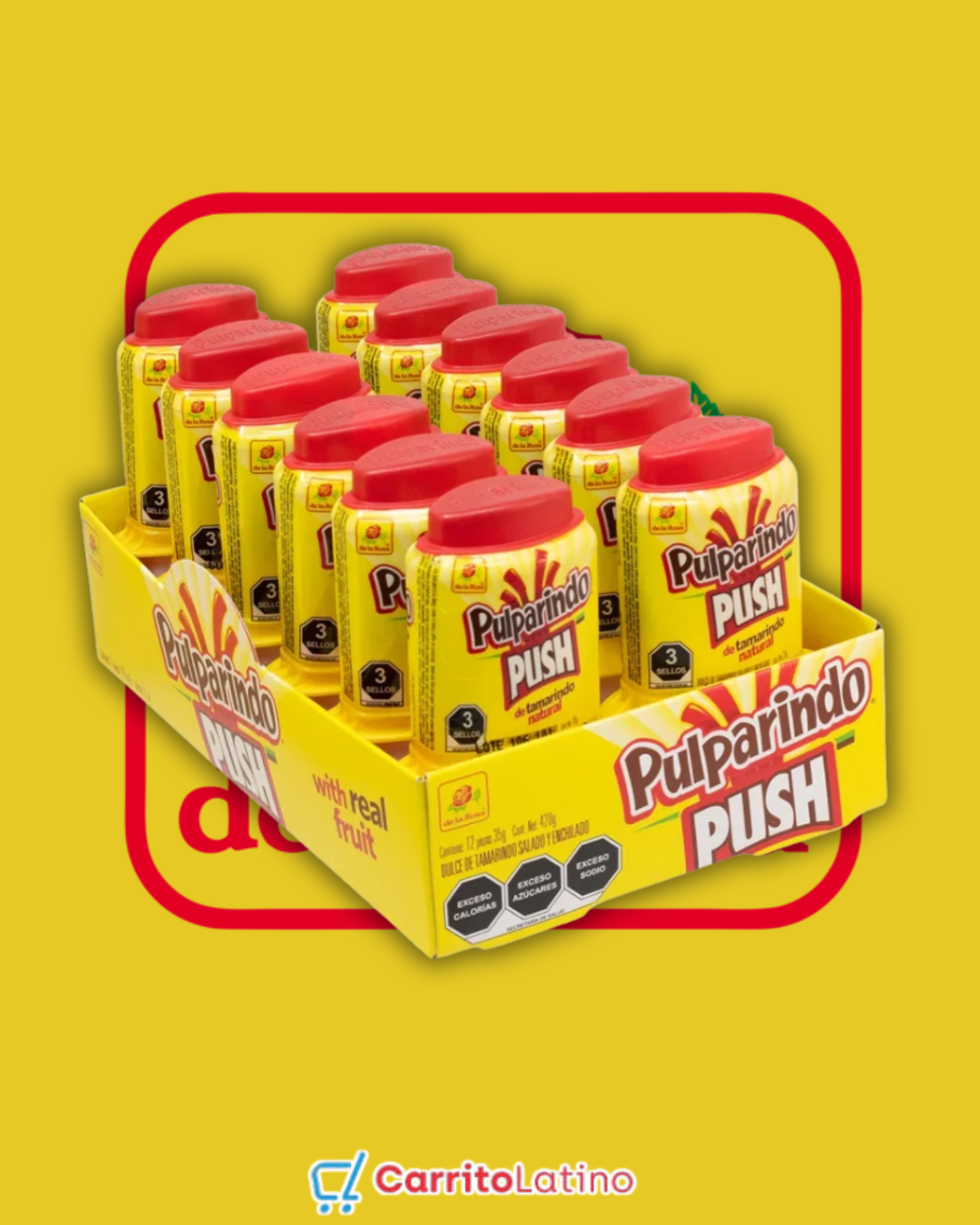 Pulparindo Push Tamarind 12 Pieces