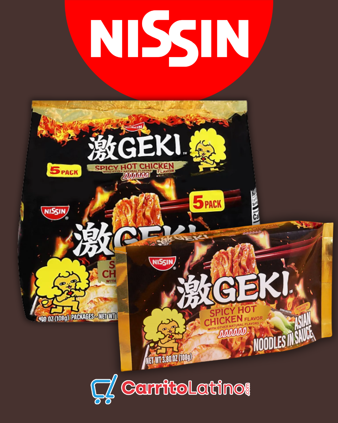 Nissin Geki Spicy Hot Chicken Flavor Noodles
