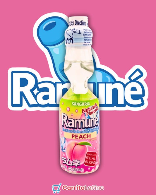 Ramune Peach Japanese Soda 6 Pack (200 ml each)