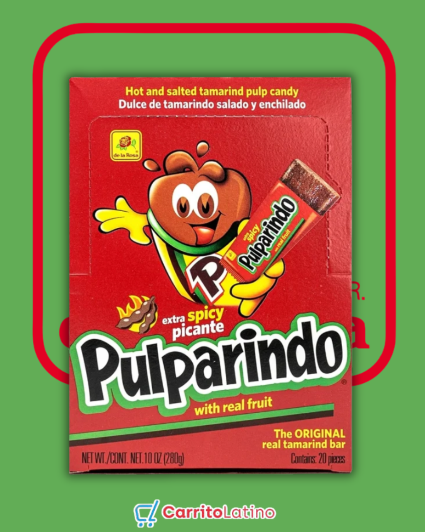 Pulparindo Sabor Extra Hot 20 pzas