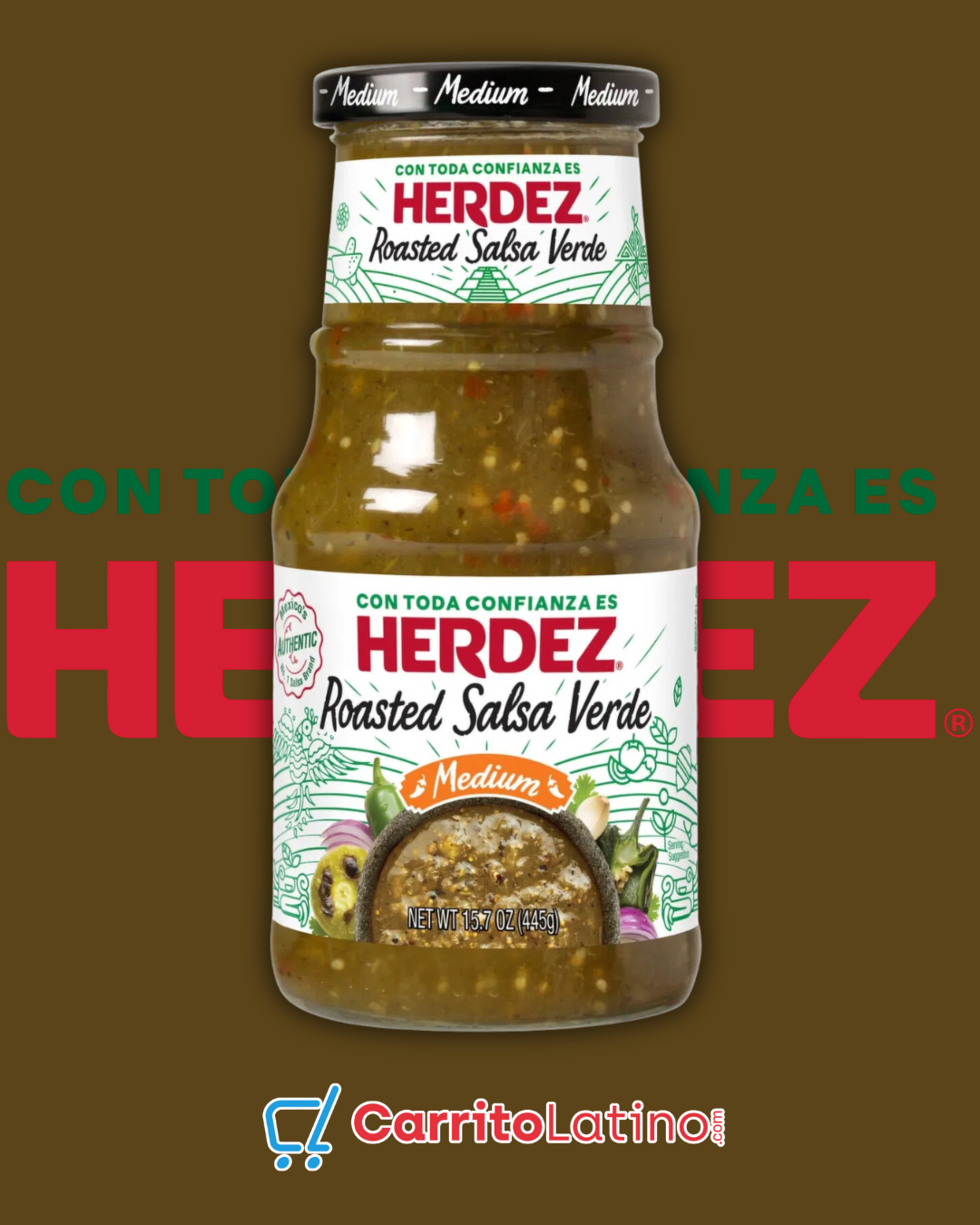 Herdez Roasted Salsa Verde Medium 15.7 oz