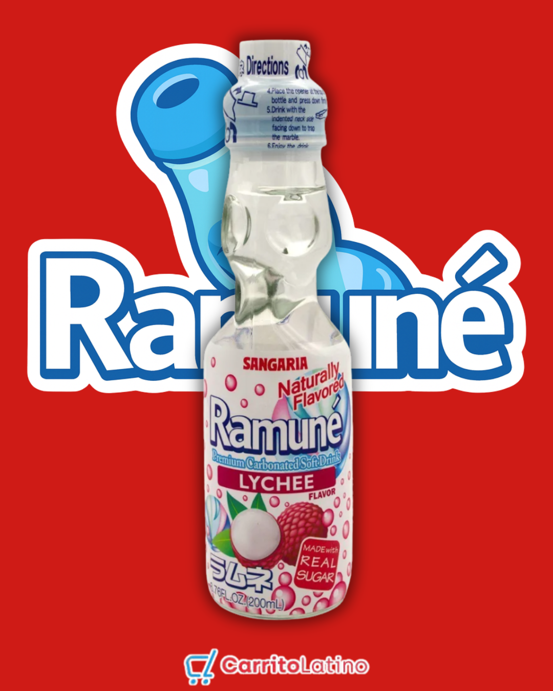 Ramune Lychee Japanese Soda 6 Pack (200 ml each)