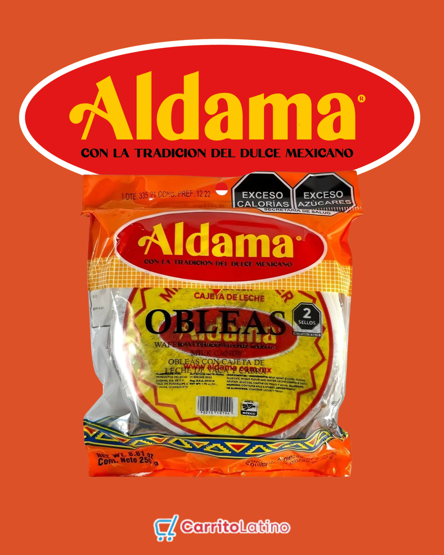 Obleas Aldama grandes con Relleno de Cajeta