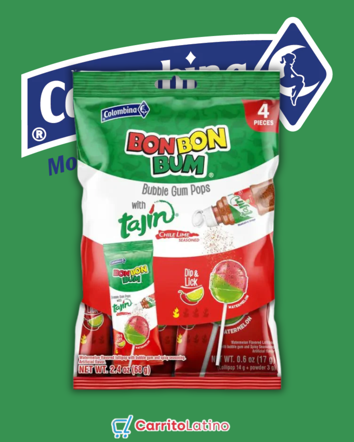 Bon Bon Bum Bubble Gum Pops Tajín