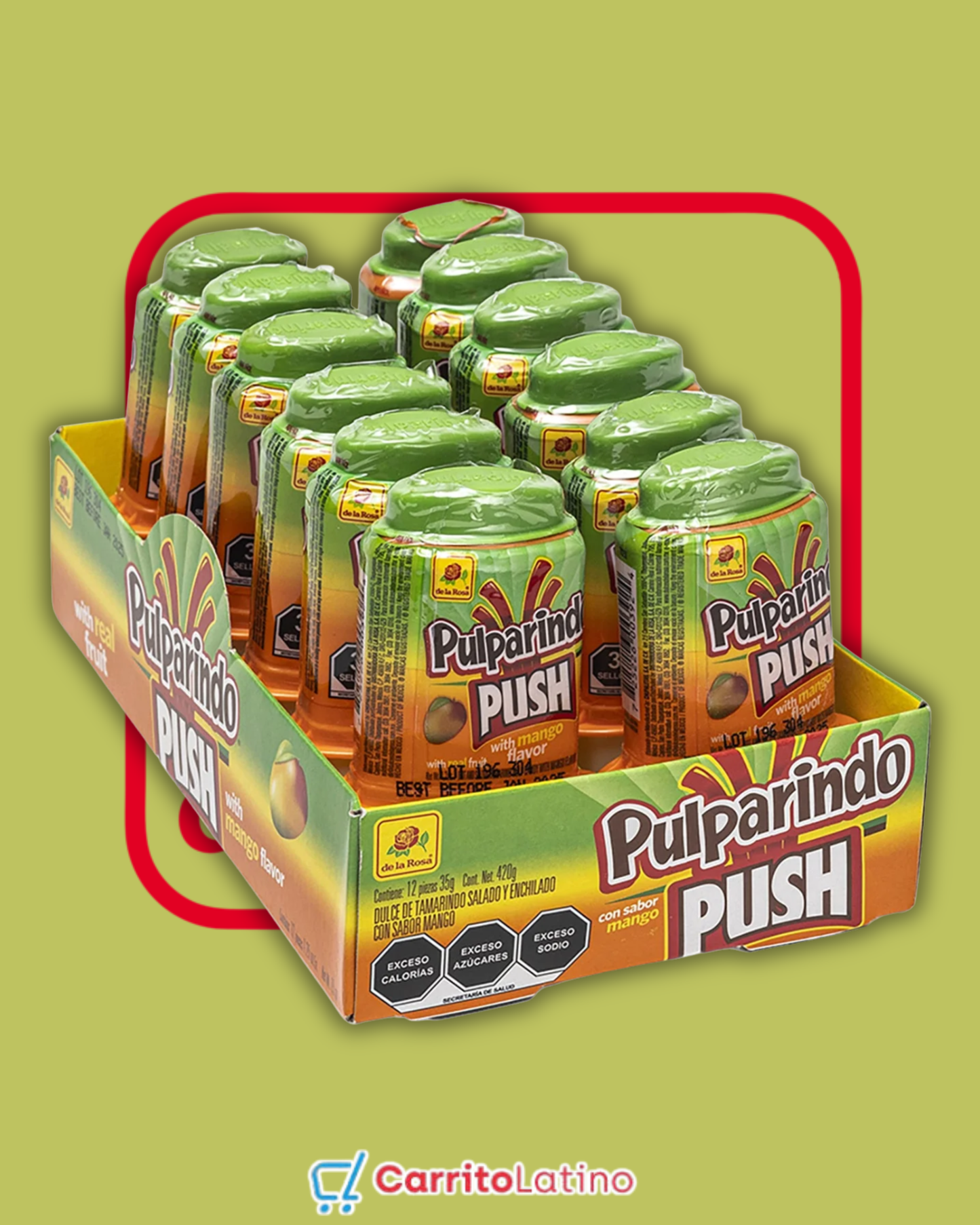 Pulparindo Push Mango 12 Piezas