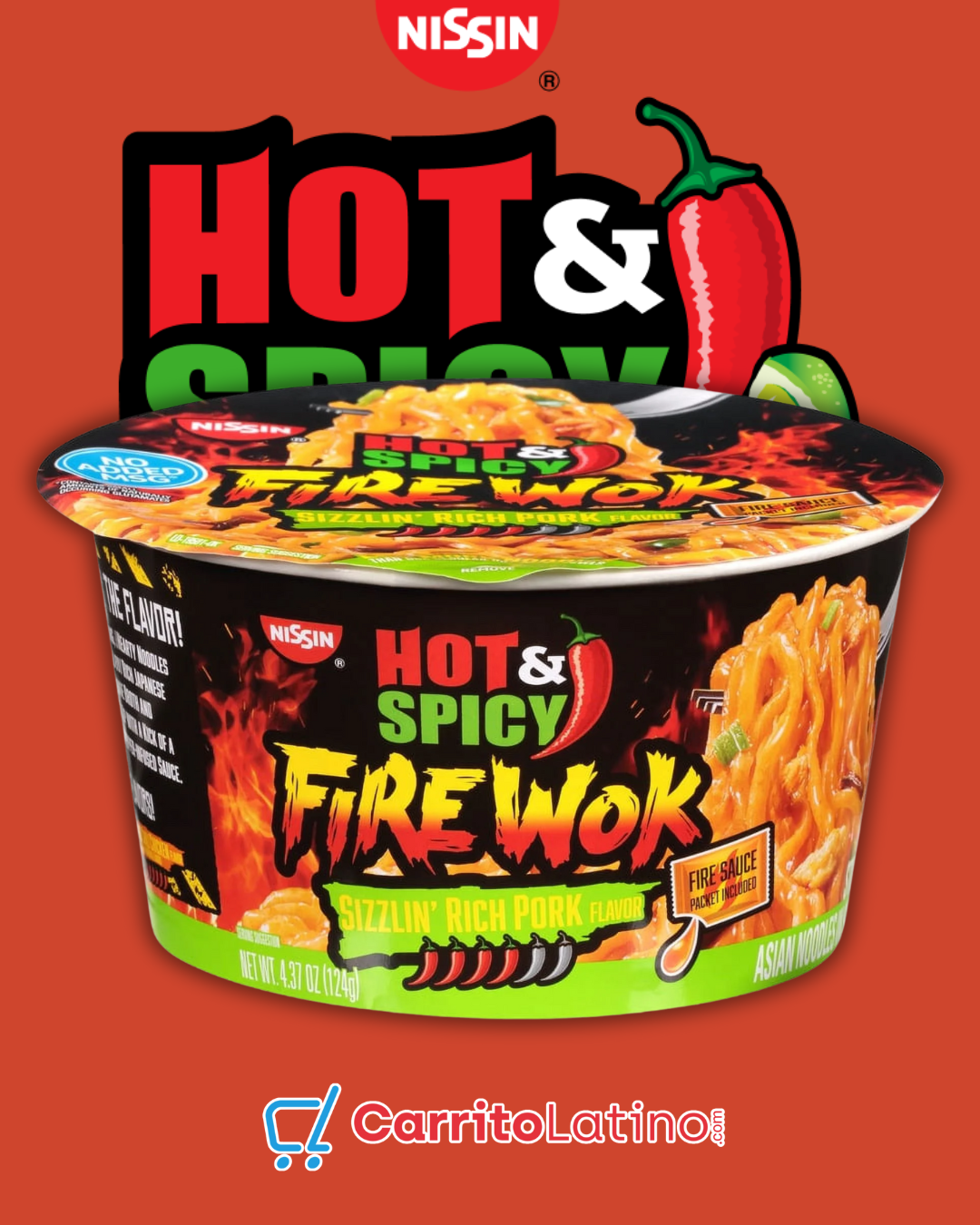 Nissin Fire Wok Sizzlin’ Rich Pork Flavor 4.37 oz