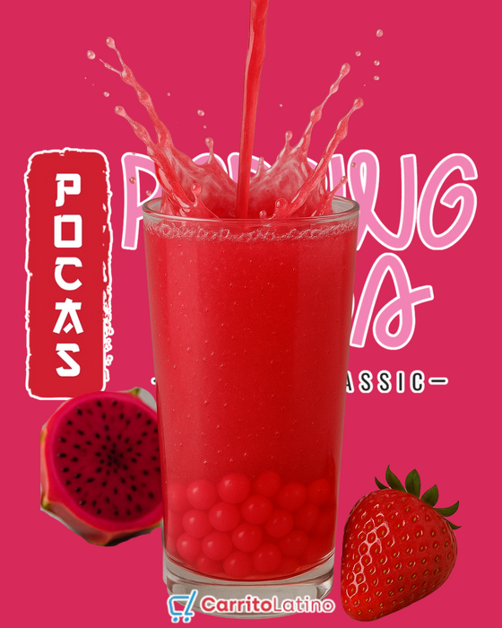 Pocas Popping Boba Strawberry Dragonfruit Oolong Tea 16.5floz