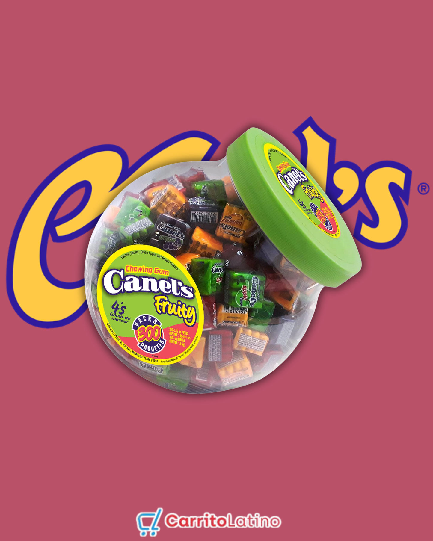 Canel's 4-P Gum Pack Jar Sabores Frutales 300 pzas