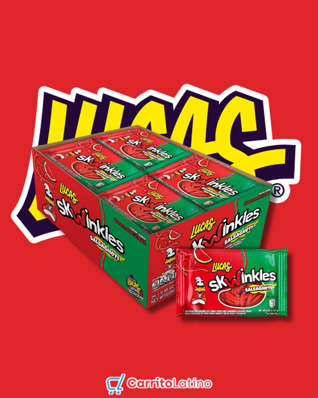 Lucas Skwinkles Salsagheti Sabor Tamarindo 12 Piezas 288 gr / 10.2 oz