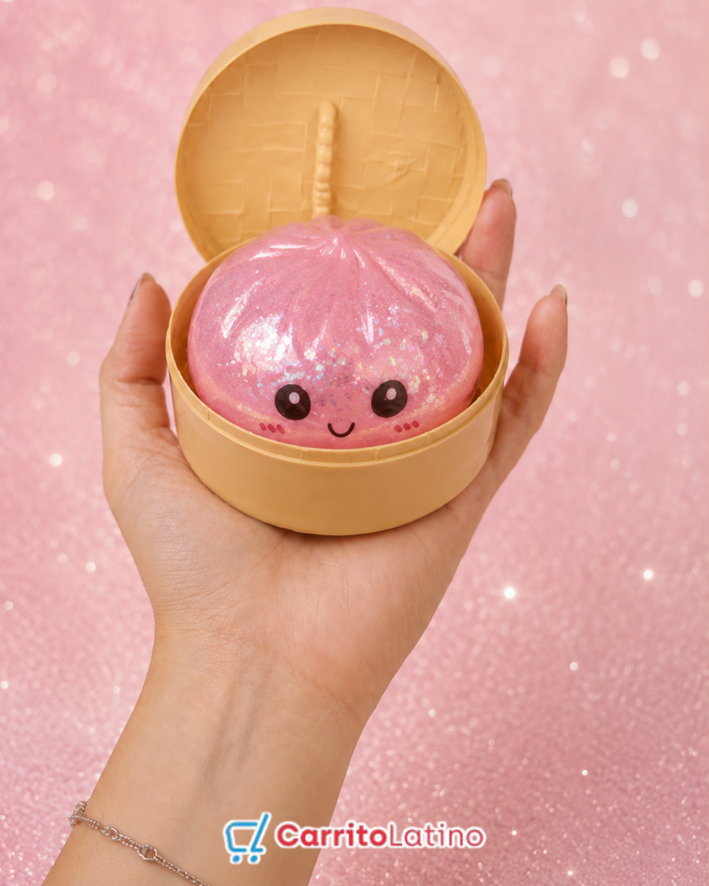 Mystery Glitter Dumpling Squishy con “Steamer”
