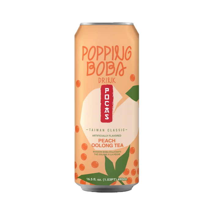 Pocas Popping Boba Peach Oolong Tea 16.5floz