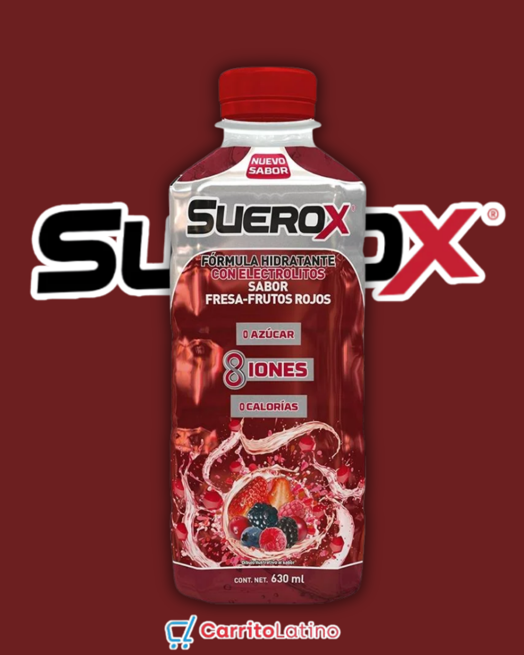 SueroX Bebida Electrolitos Frutos Rojos-Fresa 630 ml