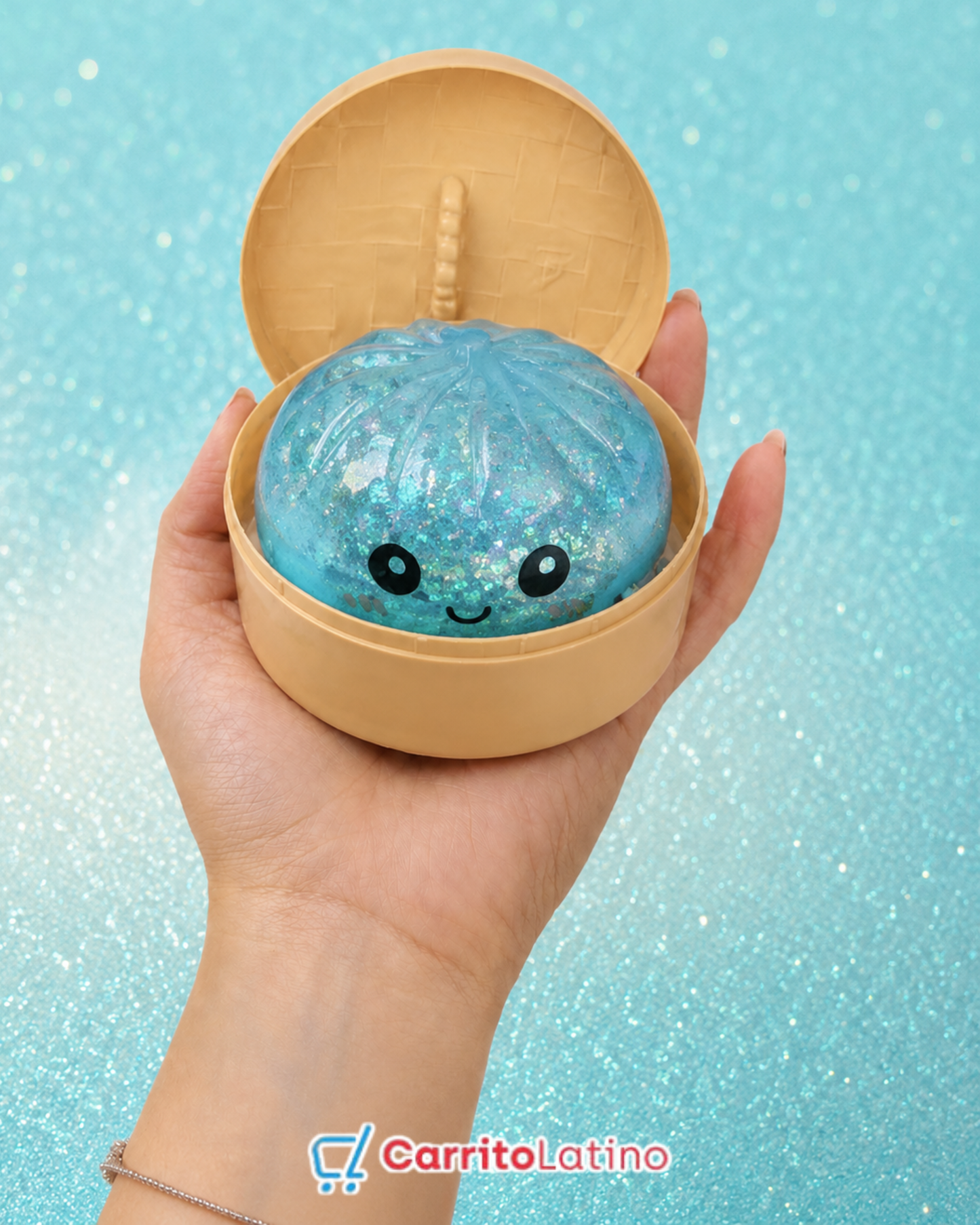 Mystery Glitter Dumpling Squishy con “Steamer”