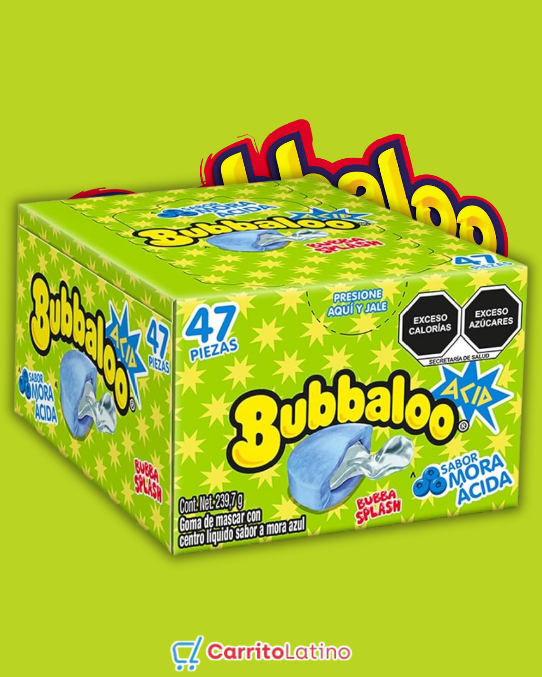 Bubbaloo Mora Ácida 47 Unidades