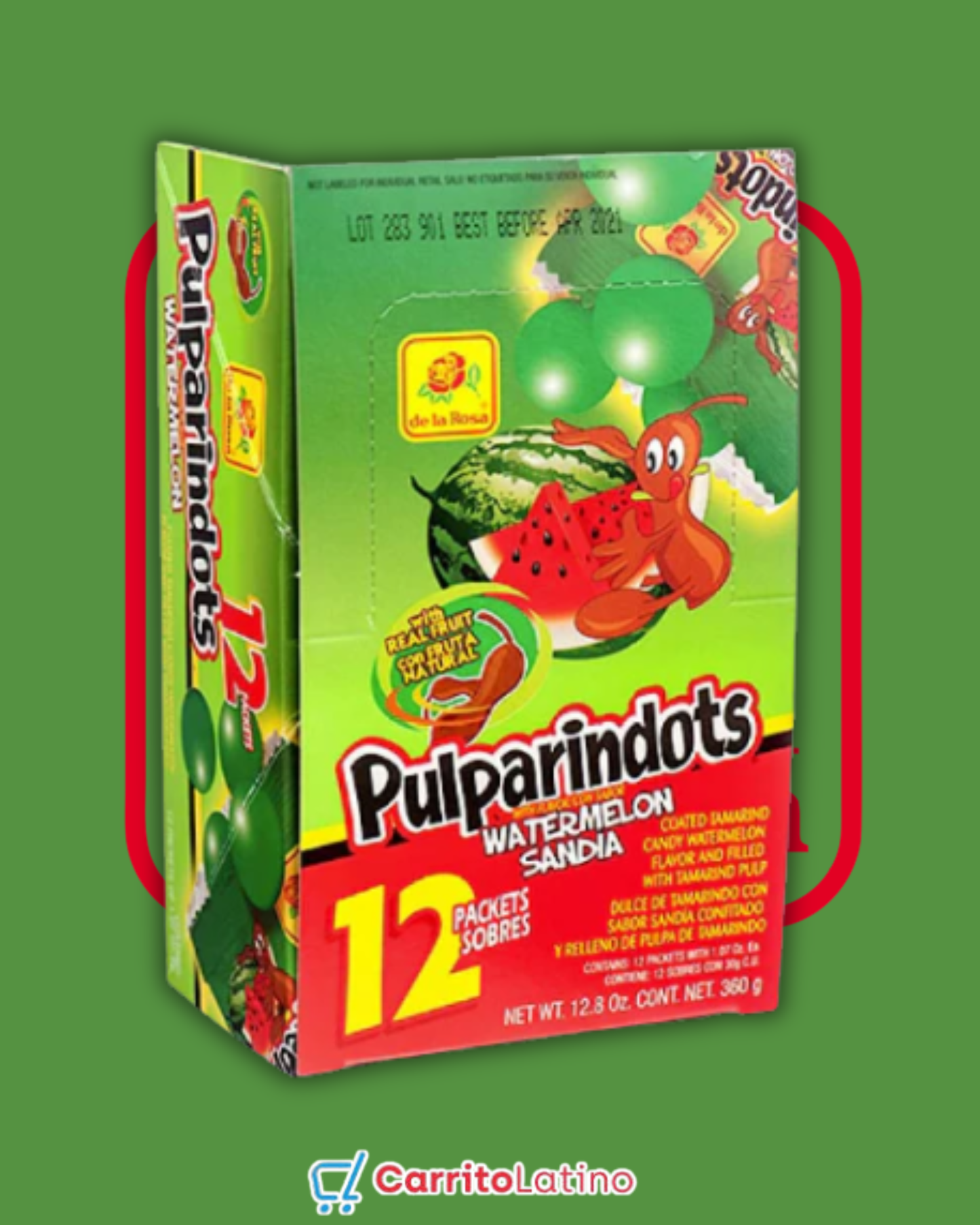 Pulparindots Sabor Sandia 12 Piezas 360 gr / 12.8 oz
