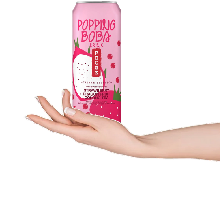 Pocas Popping Boba Strawberry Dragonfruit Oolong Tea 16.5floz